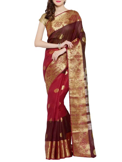 red art silk woven saree with blouse - 14918684 - Very Small Image - 1