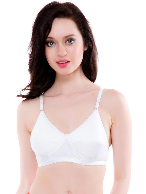 white solid cotton bra - 14918705 - Standard Image - 1