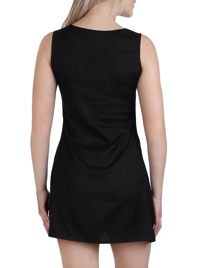 solid black rayon a-line dress - 14918780 - Zoom Image - 3