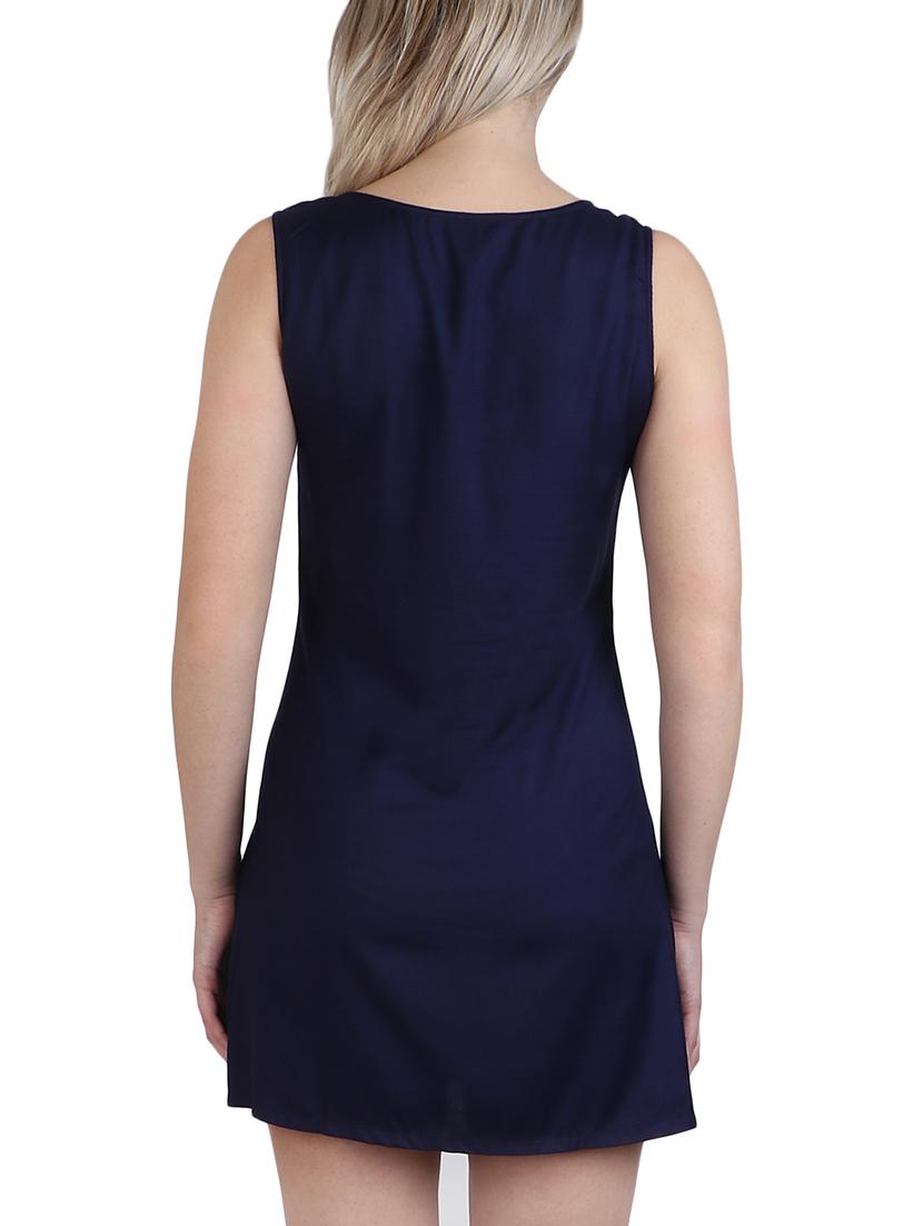navy blue rayon a-line dress - 14918781 - Zoom Image - 3
