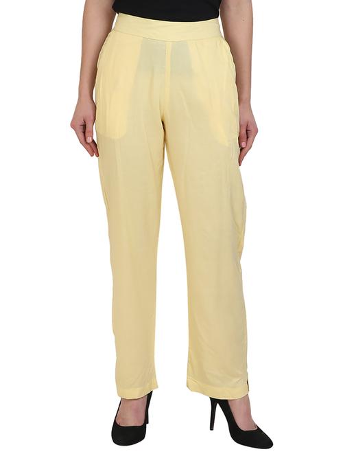yellow rayon straight palazzo - 14918939 - Standard Image - 1