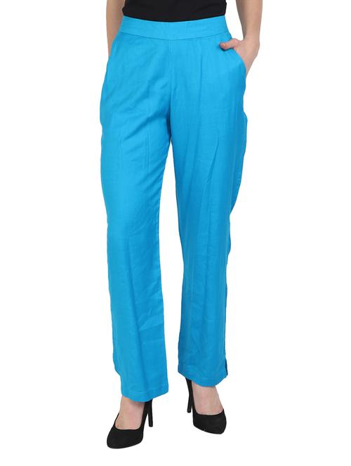 light blue rayon straight palazzo - 14918941 - Standard Image - 1