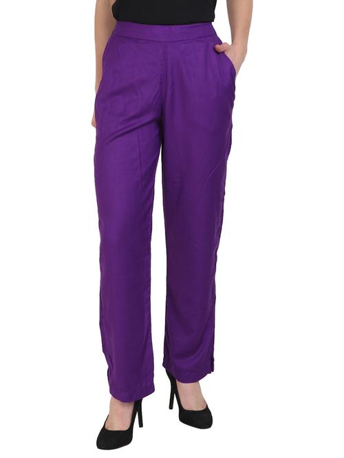 purple rayon straight palazzo - 14918942 - Standard Image - 1