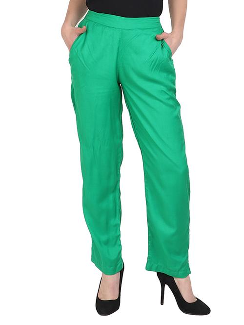 green rayon straight palazzo - 14918943 - Standard Image - 1