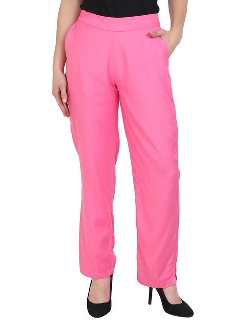 pink viscose straight palazzo - 14918944 - Standard Image - 1