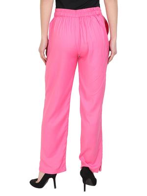 pink viscose straight palazzo - 14918944 - Standard Image - 3