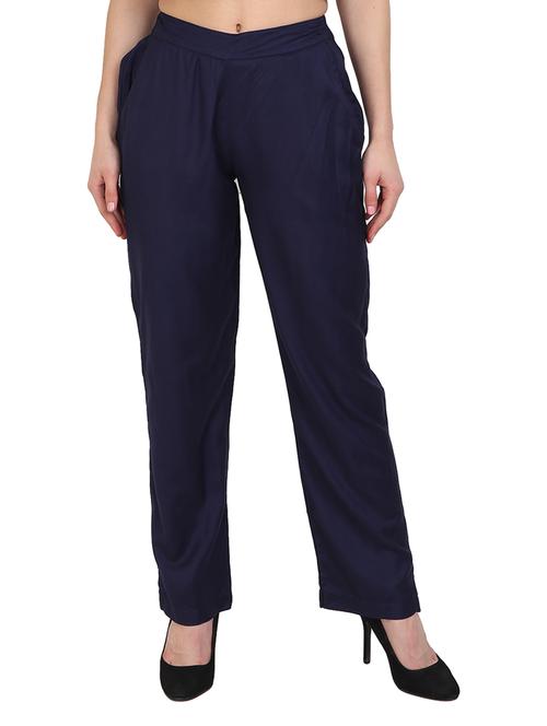 blue rayon straight palazzo - 14918945 - Standard Image - 1