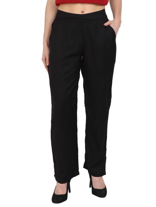 black rayon straight palazzo - 14918949 - Standard Image - 1