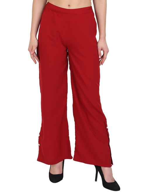 red crepe straight palazzo - 14918952 - Standard Image - 1