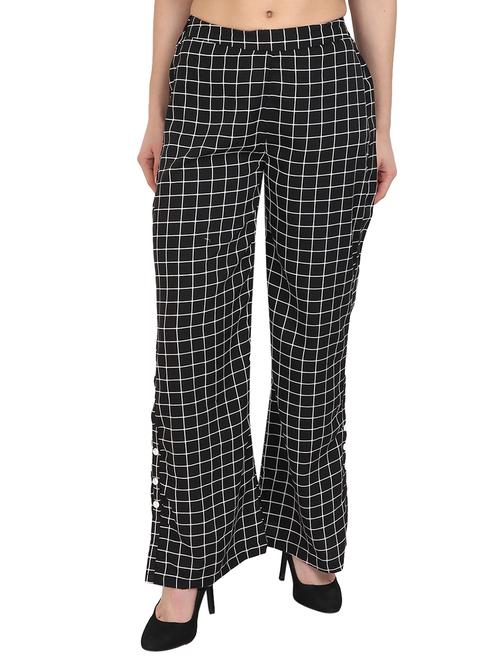 black checkered crepe palazzo - 14918957 - Standard Image - 1