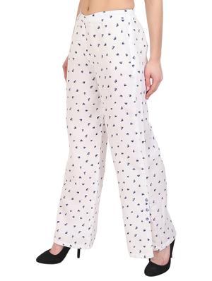 white printed crepe palazzo - 14918958 - Standard Image - 2