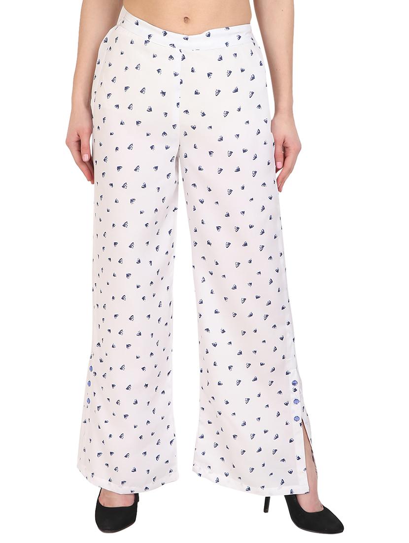 white printed crepe palazzo - 14918958 - Zoom Image - 1