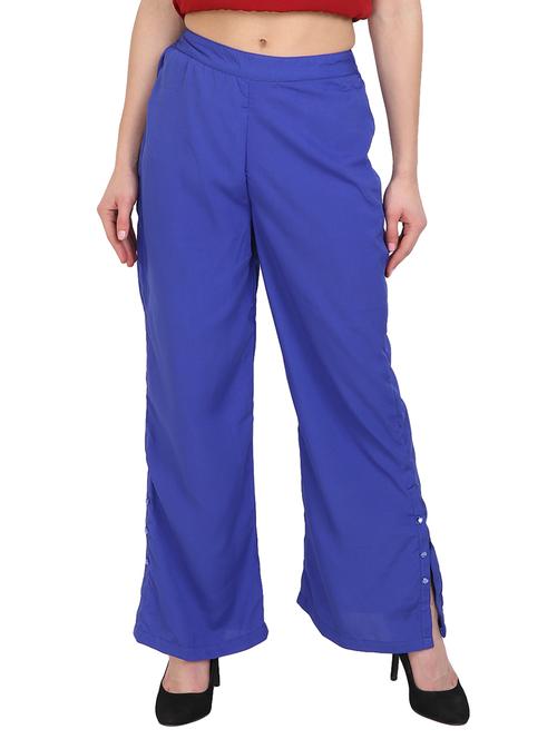 blue crepe straight palazzo - 14918959 - Standard Image - 1