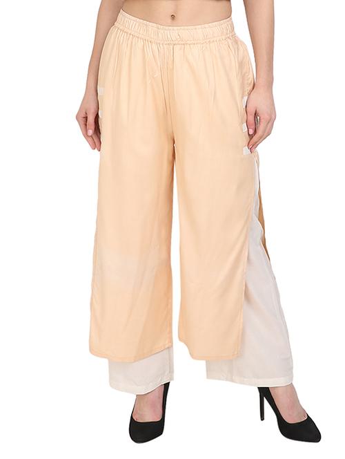 beige rayon straight palazzo - 14918963 - Standard Image - 1