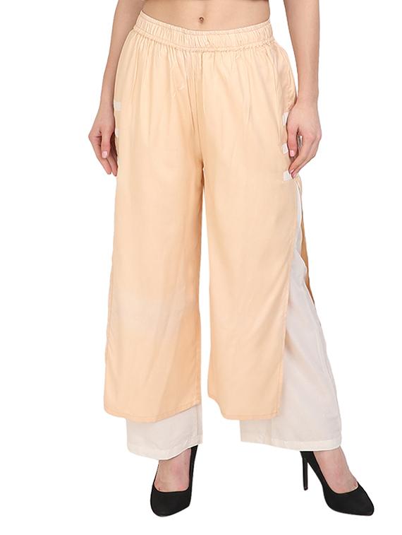 beige rayon straight palazzo - 14918963 - Zoom Image - 1