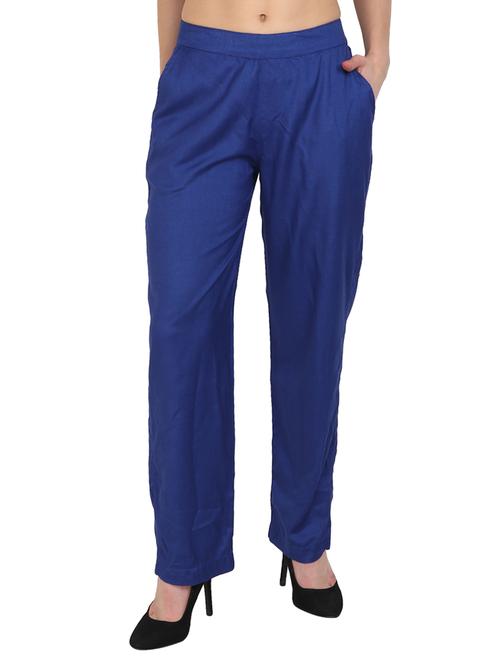 blue rayon straight palazzo - 14918965 - Standard Image - 1