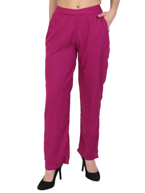 purple rayon straight palazzo - 14918968 - Standard Image - 1