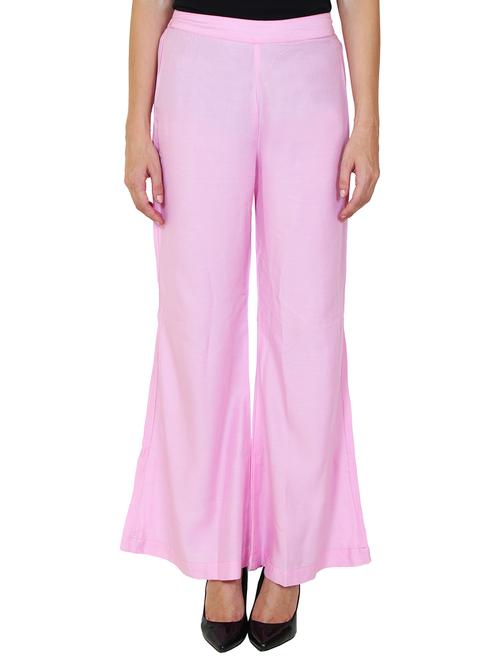 pink rayon flared palazzo - 14918970 - Standard Image - 1