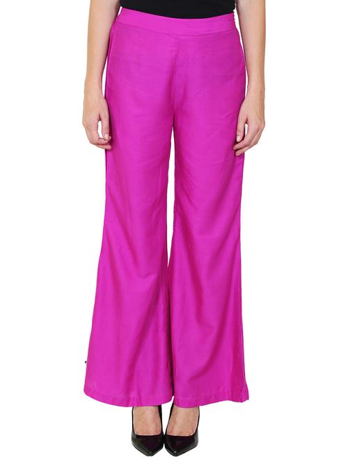 pink rayon flared palazzo - 14918971 - Standard Image - 1