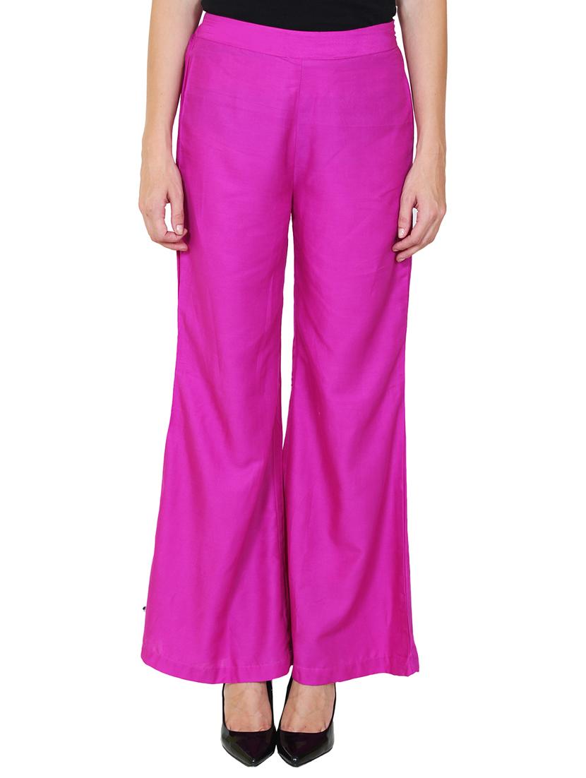 pink rayon flared palazzo - 14918971 - Zoom Image - 1