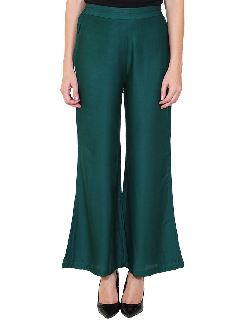 green rayon flared palazzo - 14918974 - Zoom Image - 1
