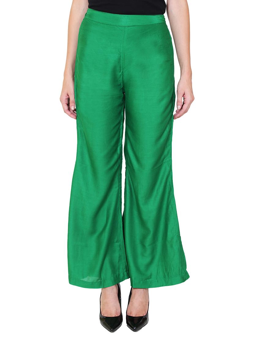 green rayon flared palazzo - 14918975 - Zoom Image - 1