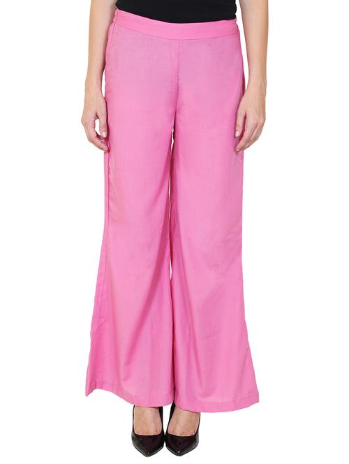 pink viscose flared palazzo - 14918979 - Standard Image - 1
