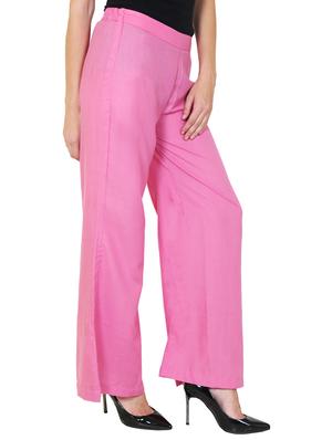 pink viscose flared palazzo - 14918979 - Standard Image - 2