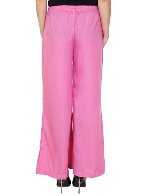 pink viscose flared palazzo - 14918979 - Standard Image - 3