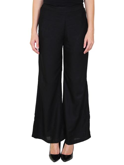 black rayon flared palazzo - 14918980 - Standard Image - 1