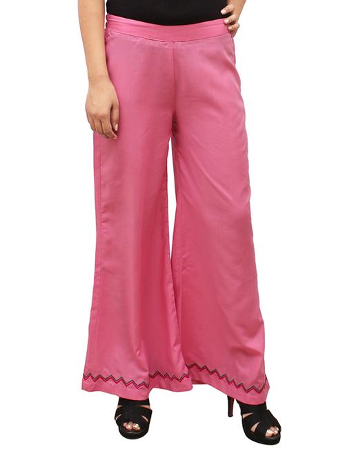 pink rayon flared palazzo - 14918983 - Standard Image - 1