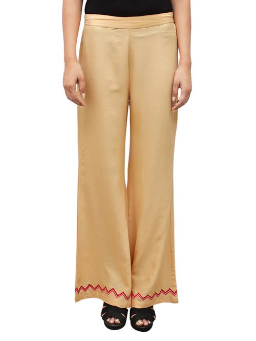 beige rayon flared palazzo - 14918984 - Standard Image - 1