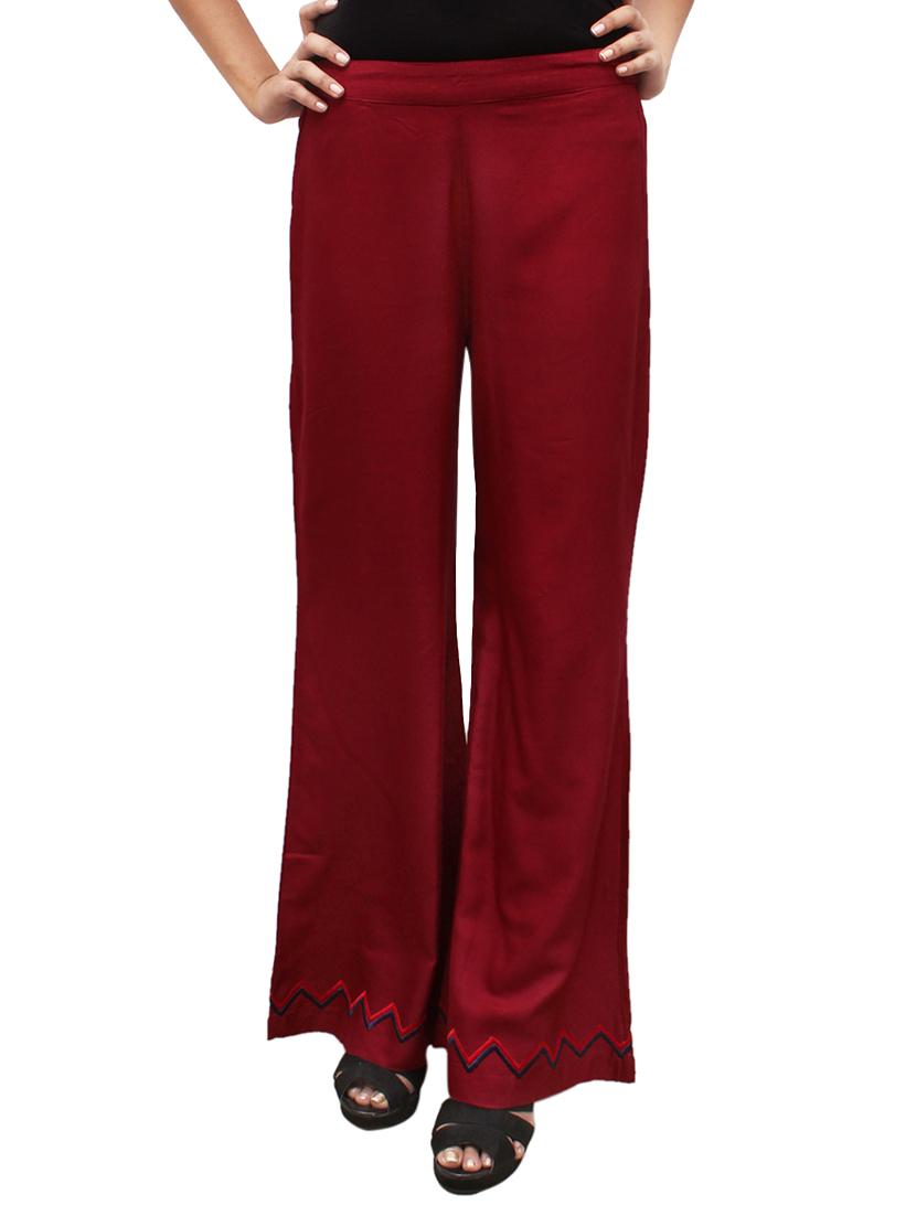 maroon rayon flared palazzo - 14918986 - Zoom Image - 1