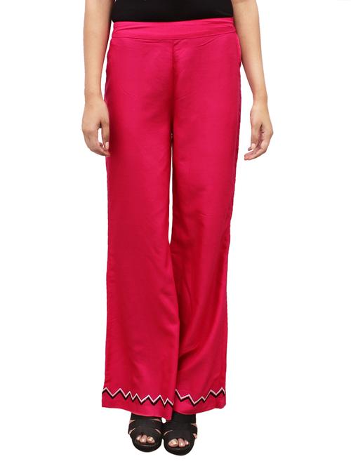 pink rayon flared palazzo - 14918987 - Standard Image - 1