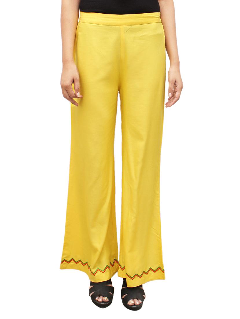 yellow rayon flared palazzo - 14918988 - Zoom Image - 1