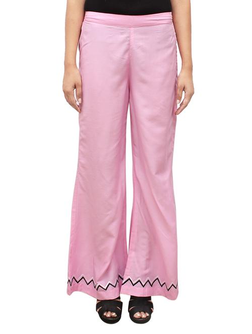 pink rayon flared palazzo - 14918989 - Standard Image - 1
