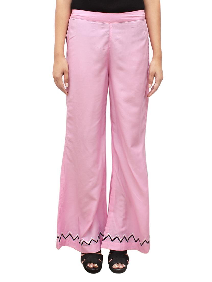 pink rayon flared palazzo - 14918989 - Zoom Image - 1