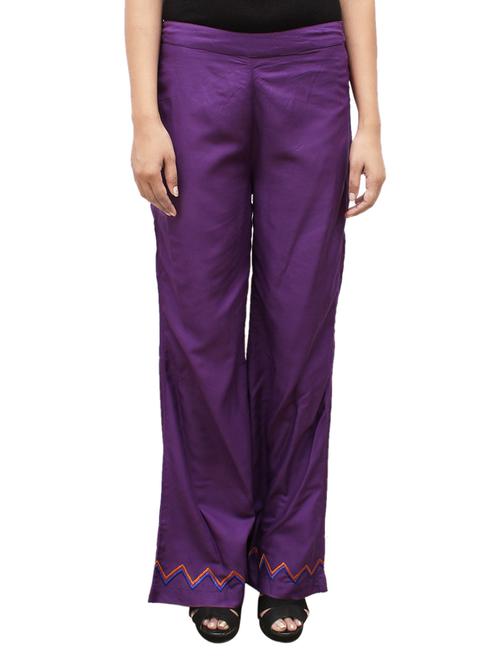 purple rayon flared palazzo - 14918990 - Standard Image - 1