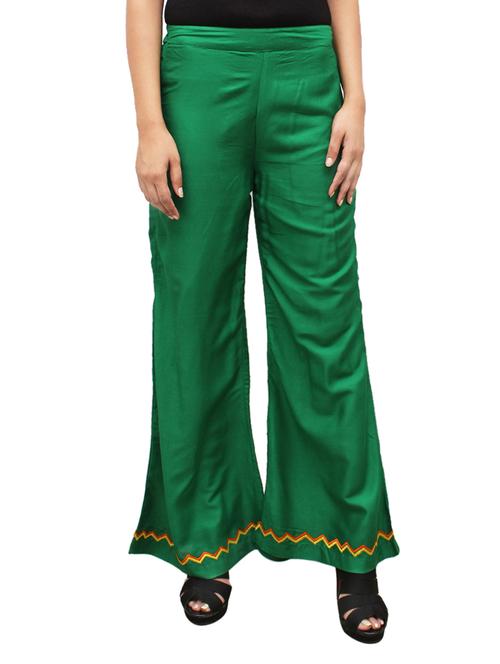 green rayon flared palazzo - 14918992 - Standard Image - 1