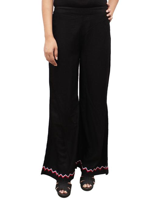 black rayon flared palazzo - 14918993 - Standard Image - 1
