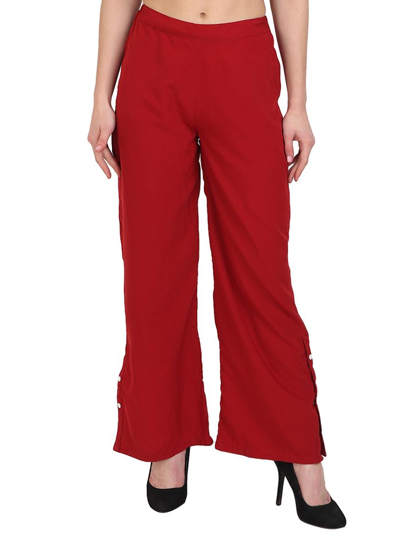 red solid crepe palazzo - 14919002 - Zoom Image - 1