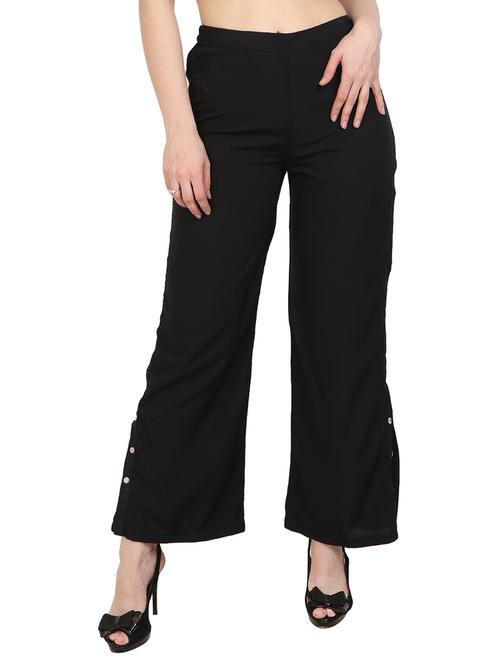 black crepe straight palazzo - 14919025 - Standard Image - 1
