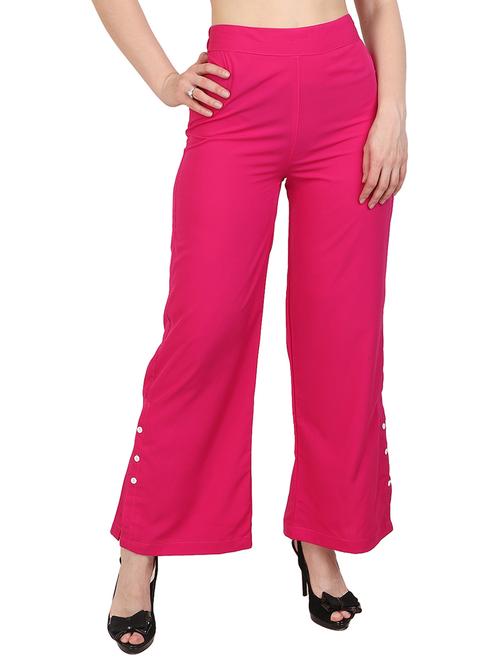 pink crepe straight palazzo - 14919031 - Standard Image - 1
