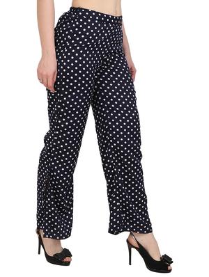 navy blue crepe palazzo - 14919035 - Standard Image - 2