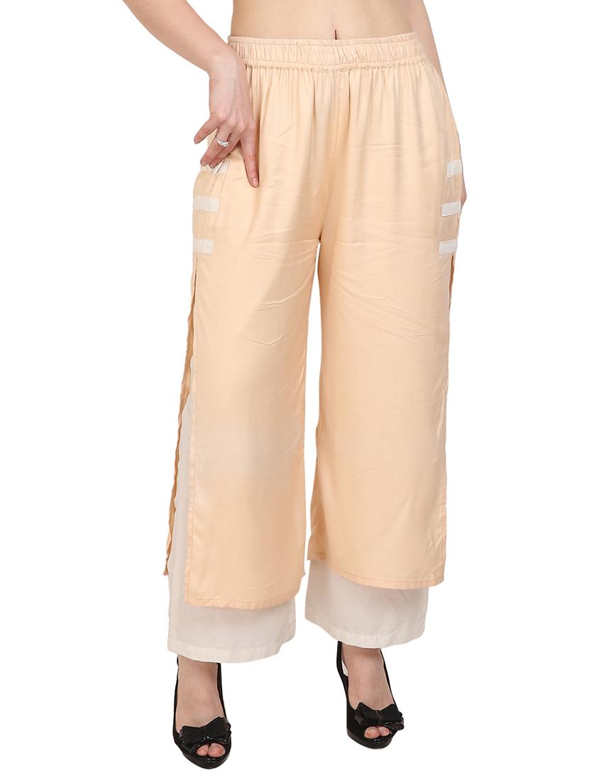 beige rayon straight palazzo - 14919041 - Zoom Image - 1