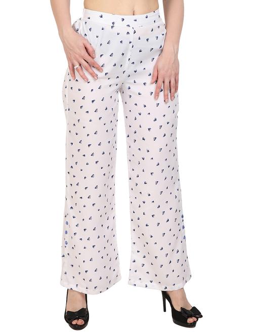 white printed crepe palazzo - 14919042 - Standard Image - 1