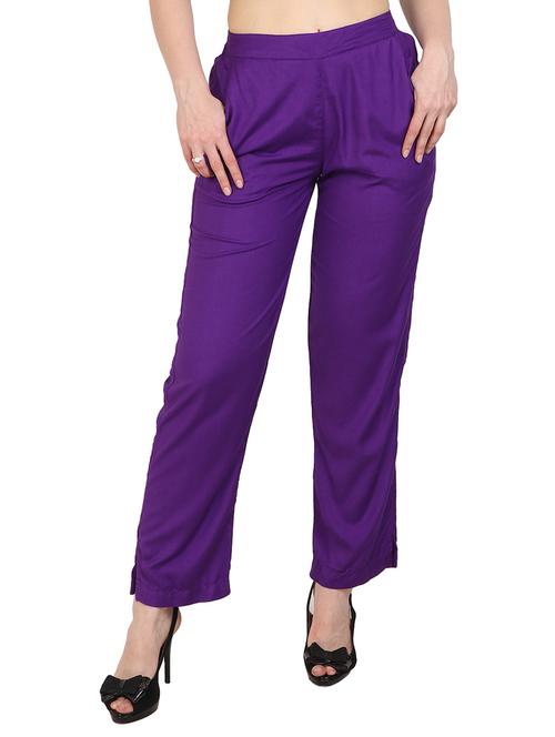 purple rayon straight palazzo - 14919044 - Standard Image - 1