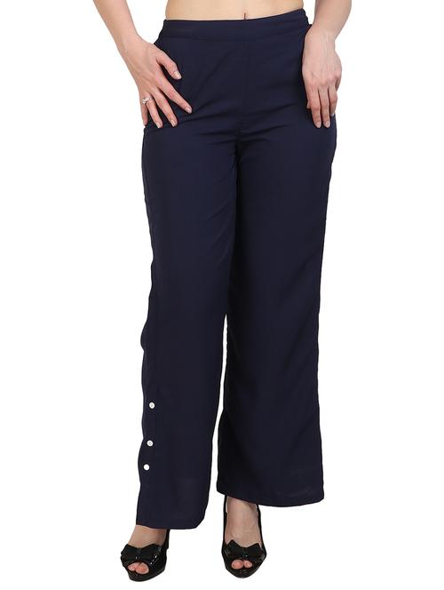 blue rayon straight palazzo - 14919046 - Standard Image - 1