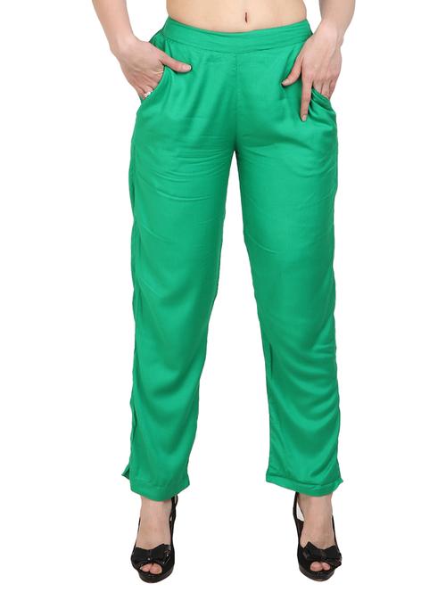 green rayon straight palazzo - 14919047 - Standard Image - 1