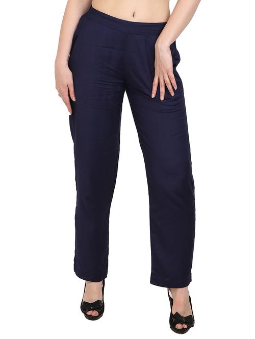 blue rayon straight palazzo - 14919048 - Standard Image - 1